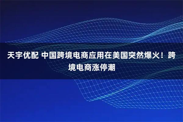 天宇优配 中国跨境电商应用在美国突然爆火！跨境电商涨停潮